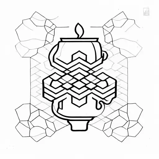 A Minimalist Tattoo Of A Coffee Cup With A Hexagon Pattern