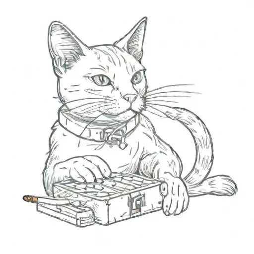 A Cat With A Cigarette Box