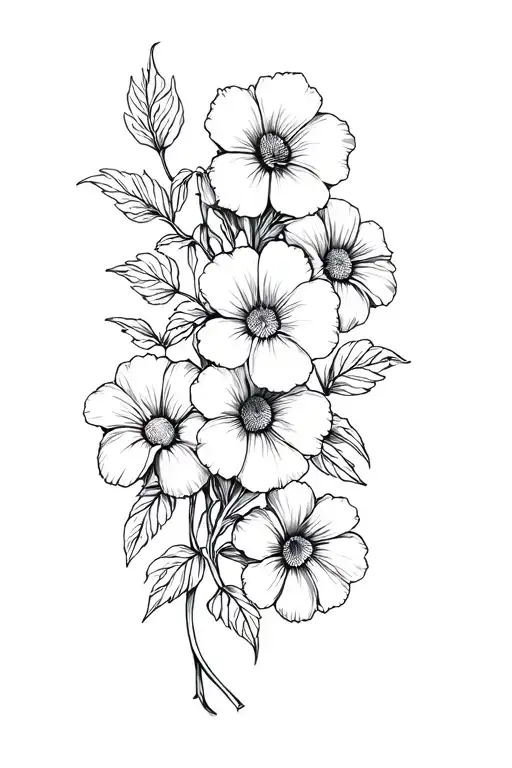 Flower Vine Of Morning Glory And Daisy's