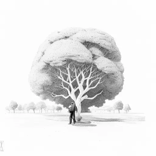 A Man Hiding Under Willowing Tree In The Darkness