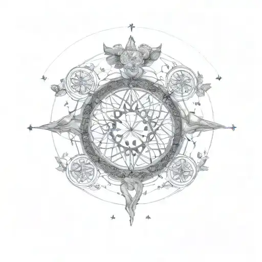 Celtic Elder Tree With Sagittarius Constellation And Flower Of Life