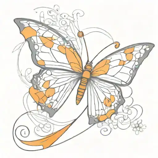 Butterfly With Orange Cancer Ribbon As Body