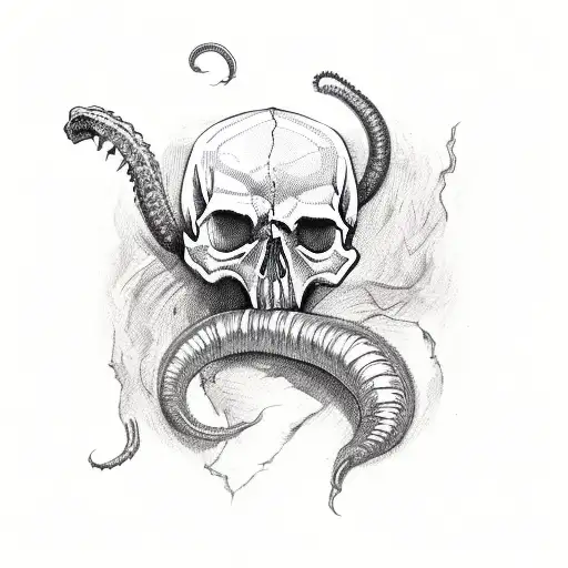 Skull With Worm Coming Out Of Its Eye