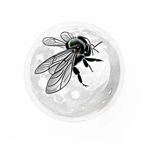 Honey Bee With White Carnations And Moon