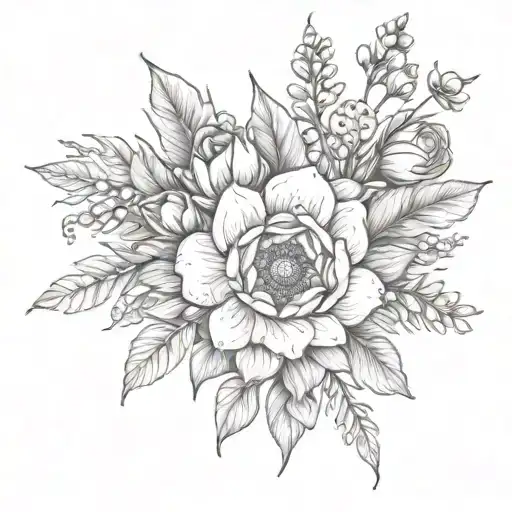 May July September December Birth Flower Bouquet Wrapped