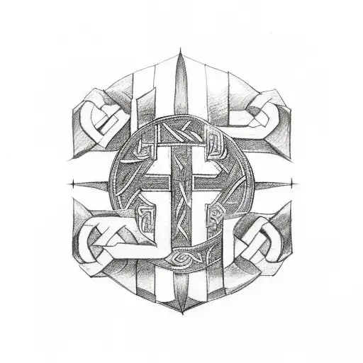 Viking Runes That Represent Power And Pacience With A Mountain