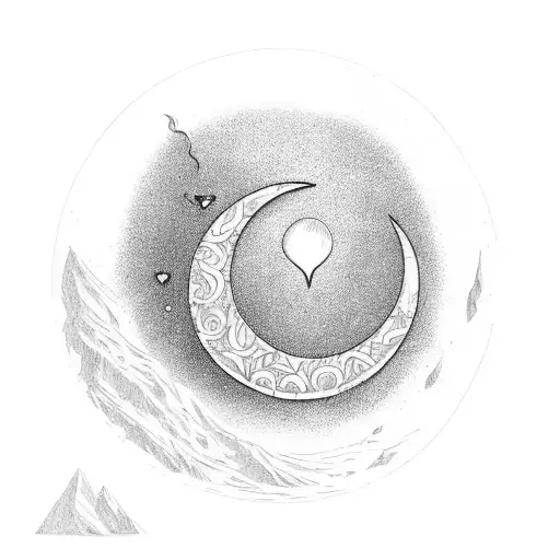 Crescent Moon With Heart