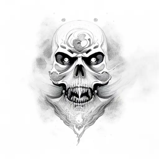 A Mystic Skullface Surrounded By Swirling Black Mist