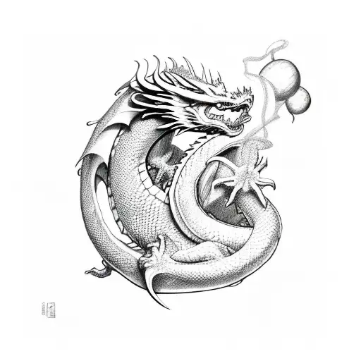 Dragon Surrounded By 7 Balls