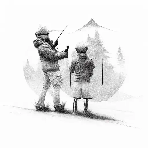 A Father And Son Reveling In The Beauty Of Nature