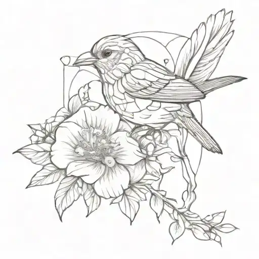 Flower With Bird Feminine