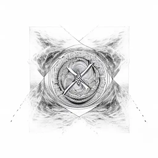 A Cross Formed By The Merging Waves Of Hawaii And The Desert Of New Mexico