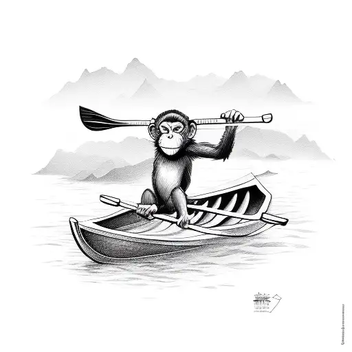 Monkey Paddling Rowboat