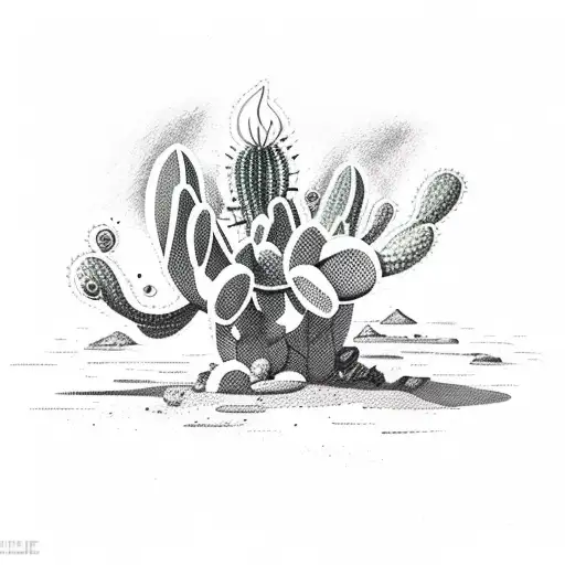 Cactus With Fire On The Top