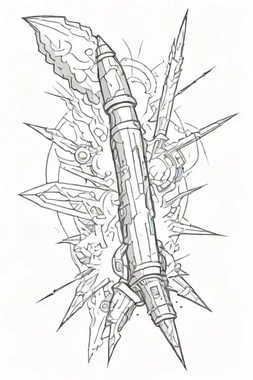 Thin Missile With Fire And Breaking Parts Forming