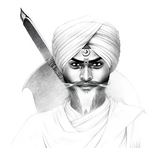 Anime-inspired Sikh Warrior Wielding A Futuristic Sword
