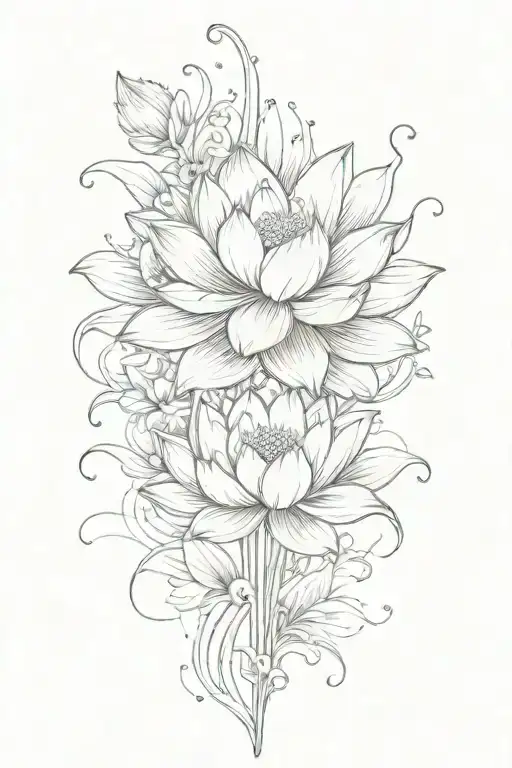 Lotus Flower Growing Spine Tattoo With Flowers