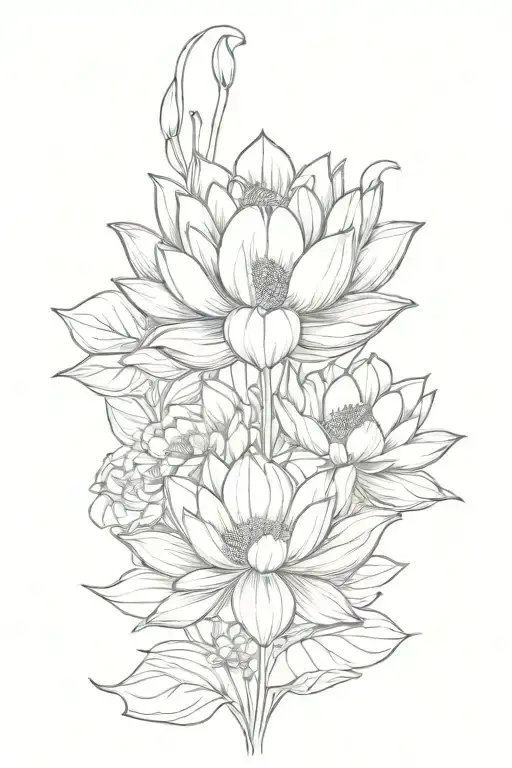 Lotus Flower Spine Tattoo With Flowers Wrapped