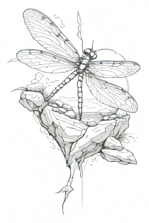 Dragon Fly Heart Shape Rock Beach Landscape