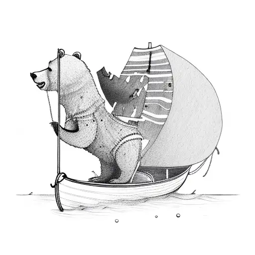 A Bear Sailing A Boat