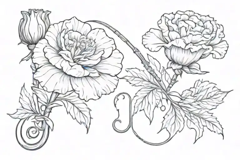 Fishing Hook With Carnation Flower