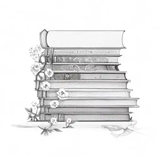 Stacked Books With Floral Aspects
