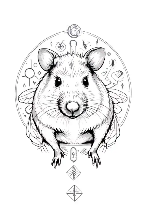 A Sketch Of A Wombat Surrounded By Medical Symbols And Insect Wings