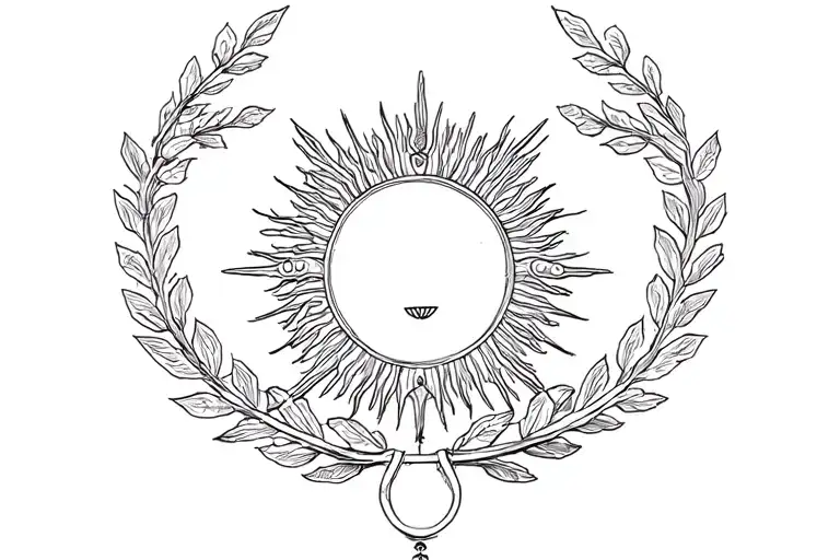 Apollo Lyre Sun Laurel Wreath Combined