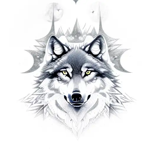 A Mystical Wolf Surrounded By Magical Symbols