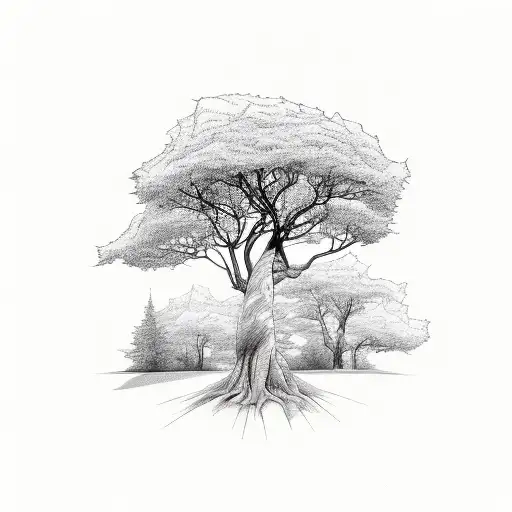 Curved Line With Trees On It