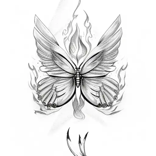 A Butterfly With Wings In The Form Of Fire