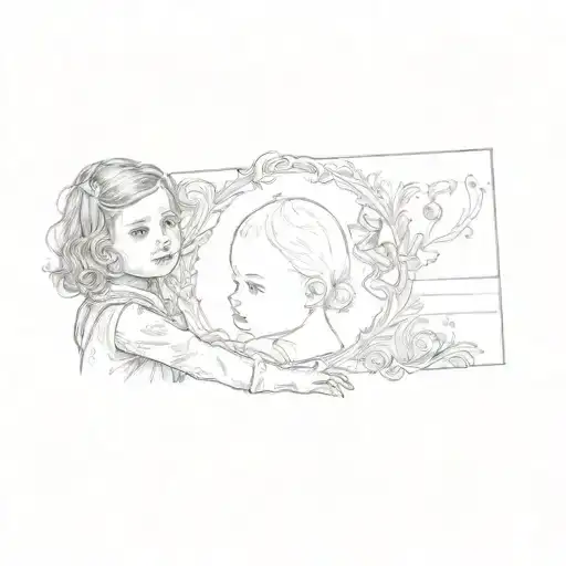 A Photo Of A Little Girl Holding A Photo Of A Baby