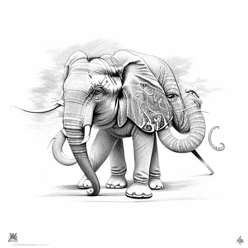 Elephant Tiger Monkey Linked By Tails