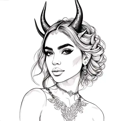 Hispanic Woman Portrait With Devil Horns