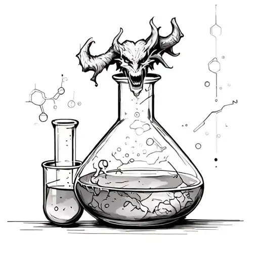 Demon Doing Chemistry Flask