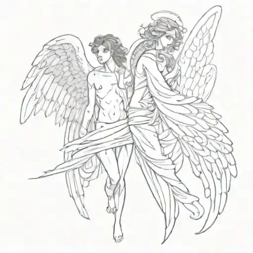 Angel Half Woman Half Man With Wings