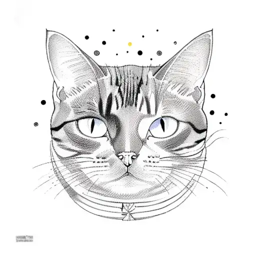 A Whimsical Painting Of A Cat Surrounded By Vibrant Plants