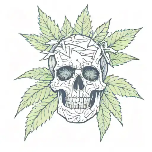 A Skull Made Out Of Dollar Bills And Marijuana Leaves