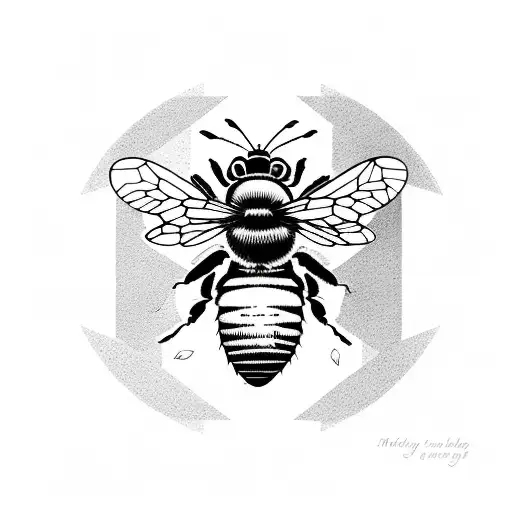 Honey Bee With Moon And Flowers