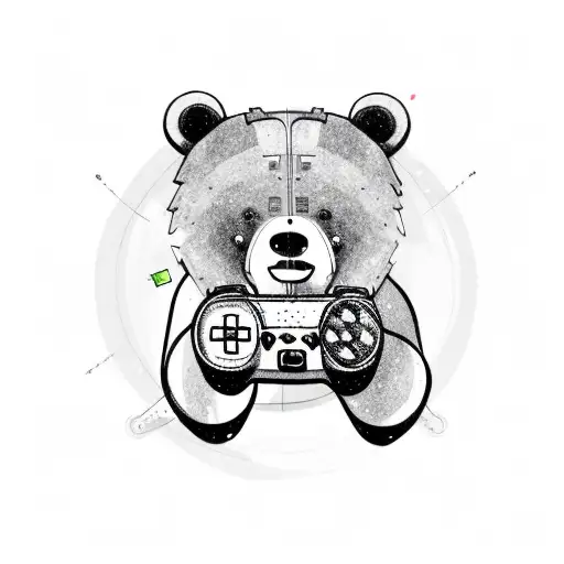 A Bear Playing A Video Game Controller While Drinking A Beer