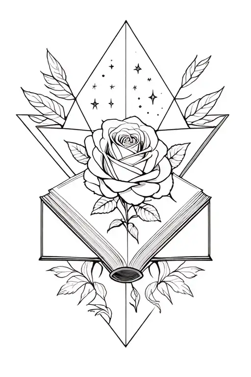 Interior Tattoo Before Geometric Arms With A Rose A Small Phenix Of The Stars A Boss And A Book