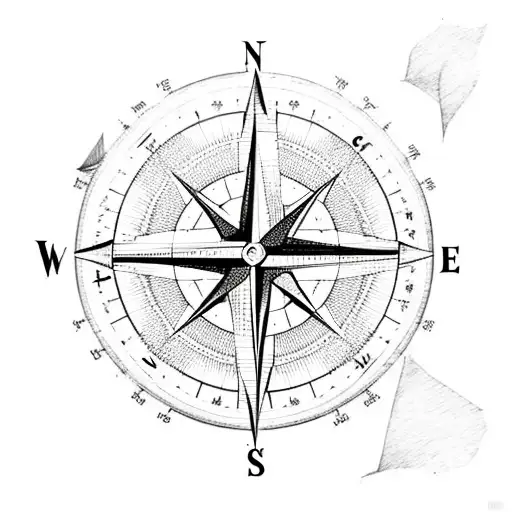 Compass With Mountain Forest Desert Mountain Lake Initials N E T A