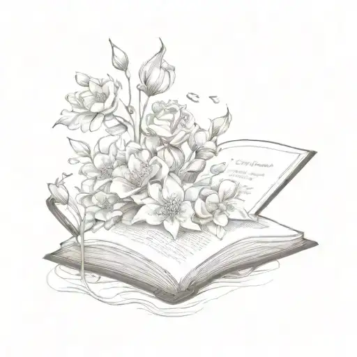 Open Book With Flowers Coming Out Of It