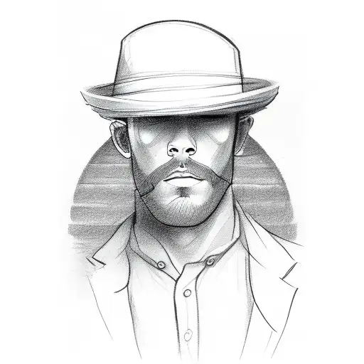 Men Standing Back In Hat In Black Palto