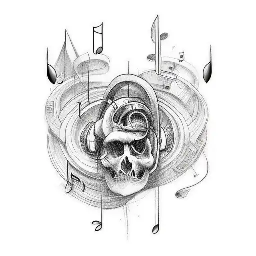 Vertical Tattoo On The Tricep Related To Music That Can Cover Another Vertical