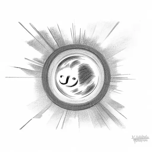 A Sketch Of A Dog Chasing The Sun Through A Cloudy Sky