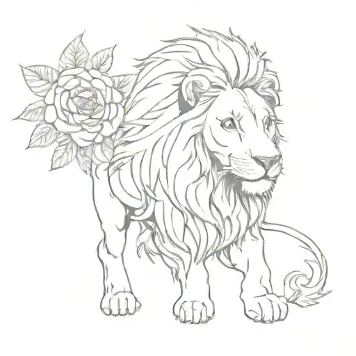 Lion With Flowers