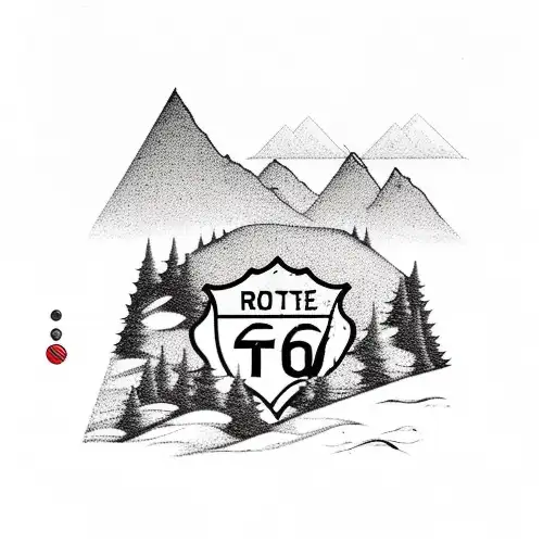 Mountain With Route 66 Sign