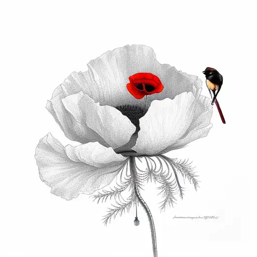 Poppy With A Cardinal