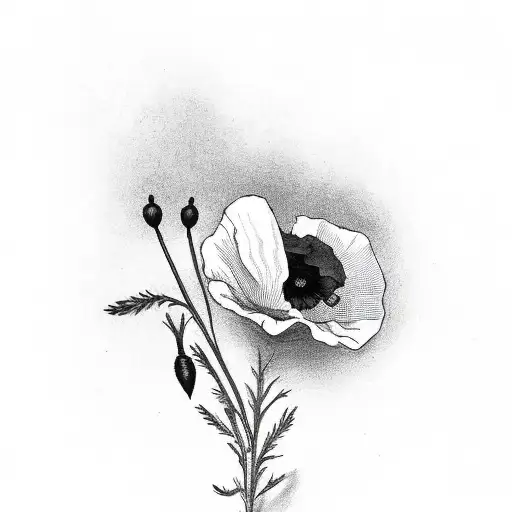 Small Cardinal With A Small Poppy